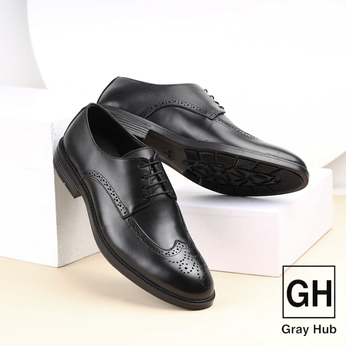 GH-413-BLK | حذاء بيزنس جلد طبيعي نعل تركي - أسود 413