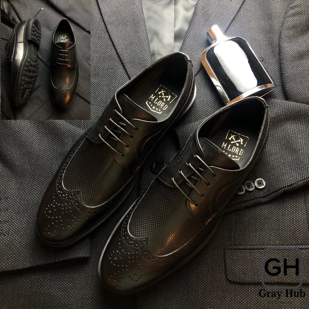 GH-326 | حذاء بيزنس جلد طبيعي - أسود لامع
