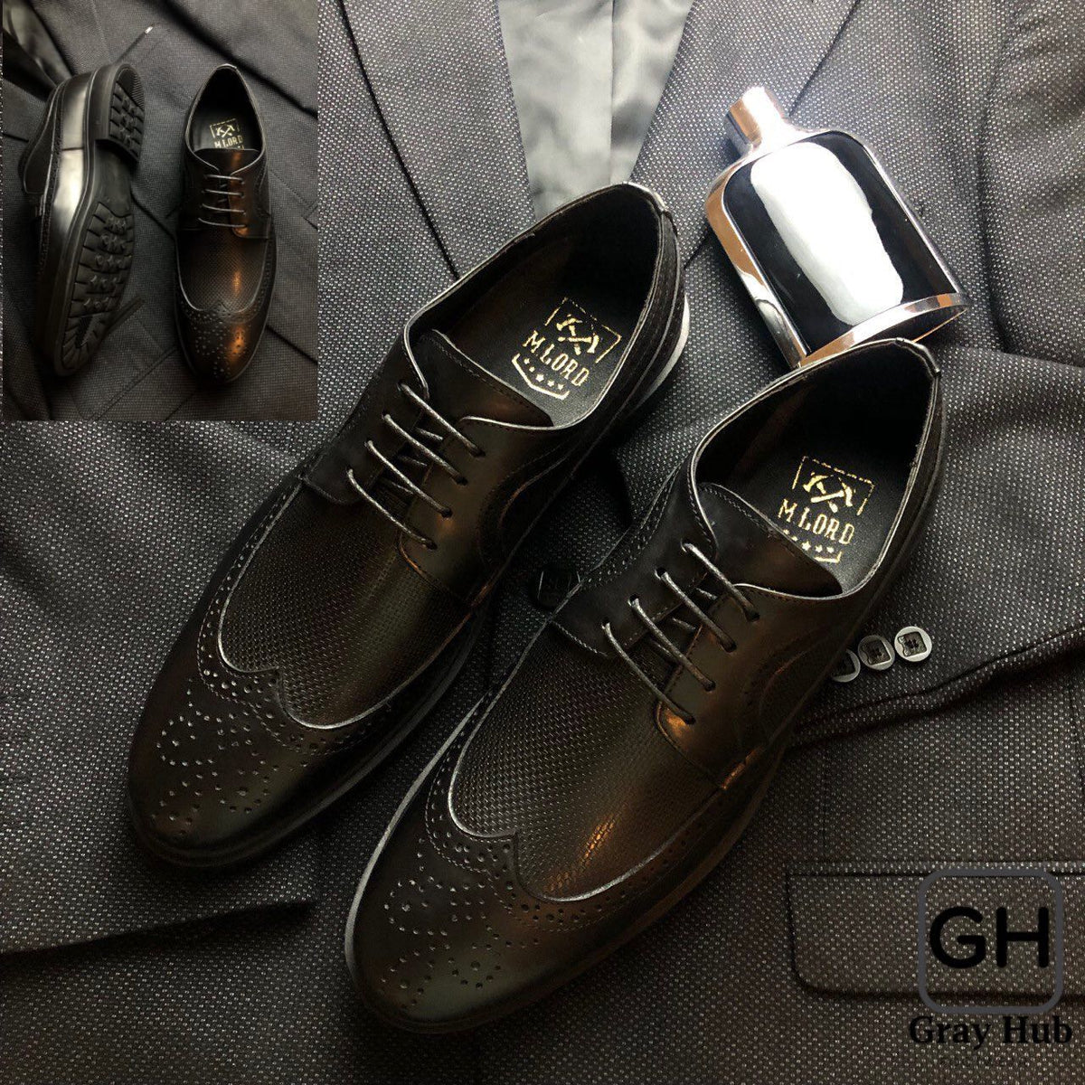 GH-326 | حذاء بيزنس جلد طبيعي - أسود لامع