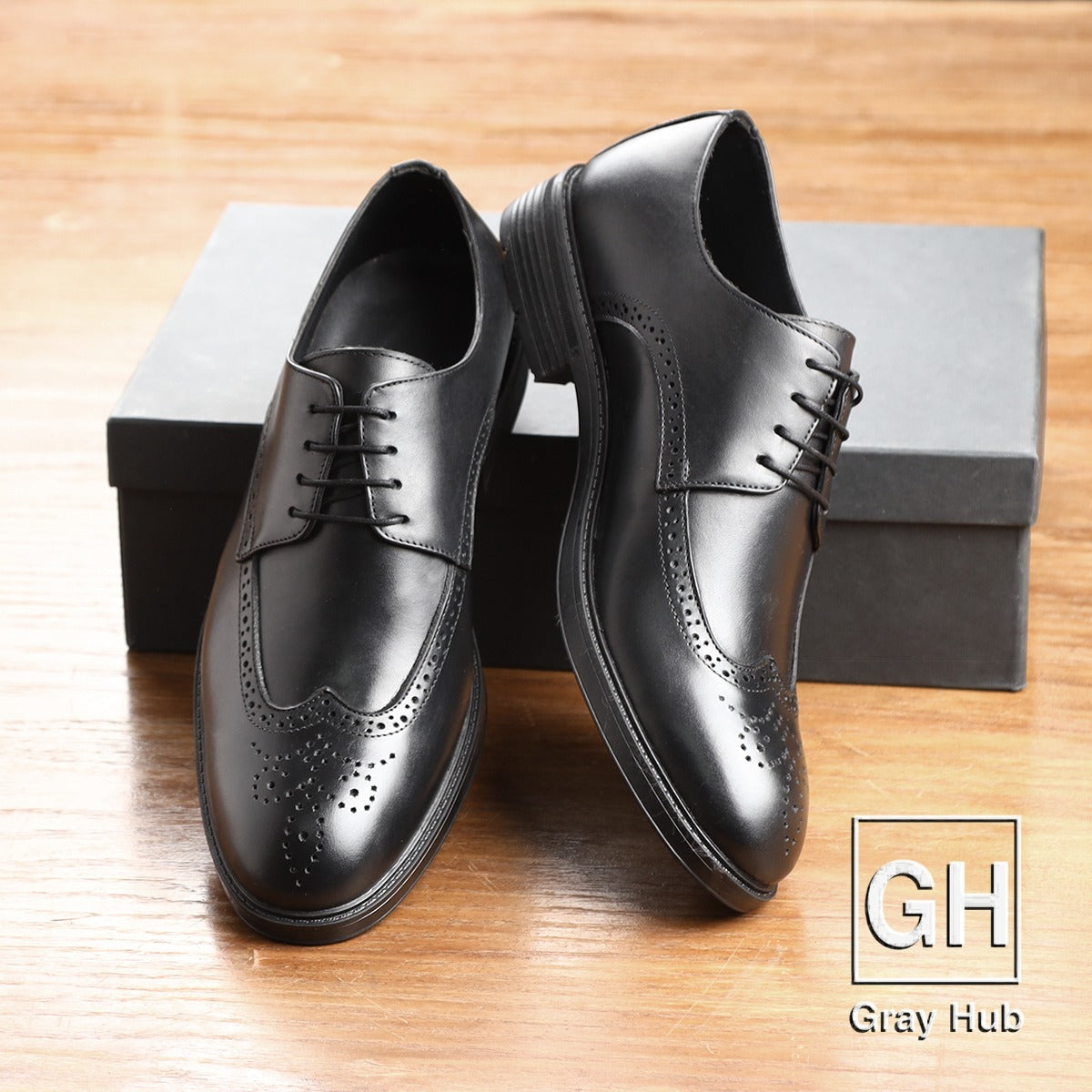 GH-413-BLK | حذاء بيزنس جلد طبيعي نعل تركي - أسود 413