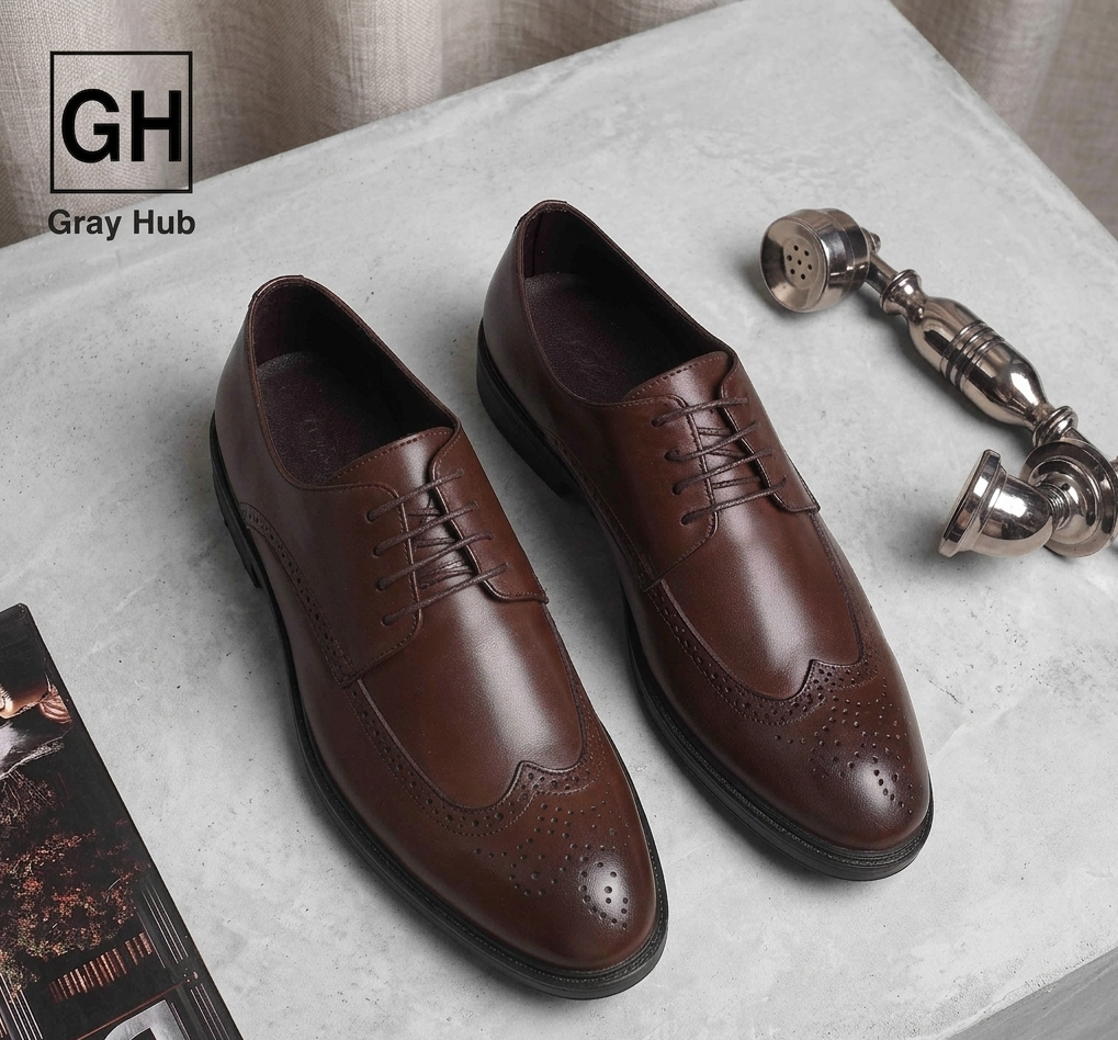 GH-413-BRN | حذاء بيزنس جلد طبيعي نعل تركي - بني 413