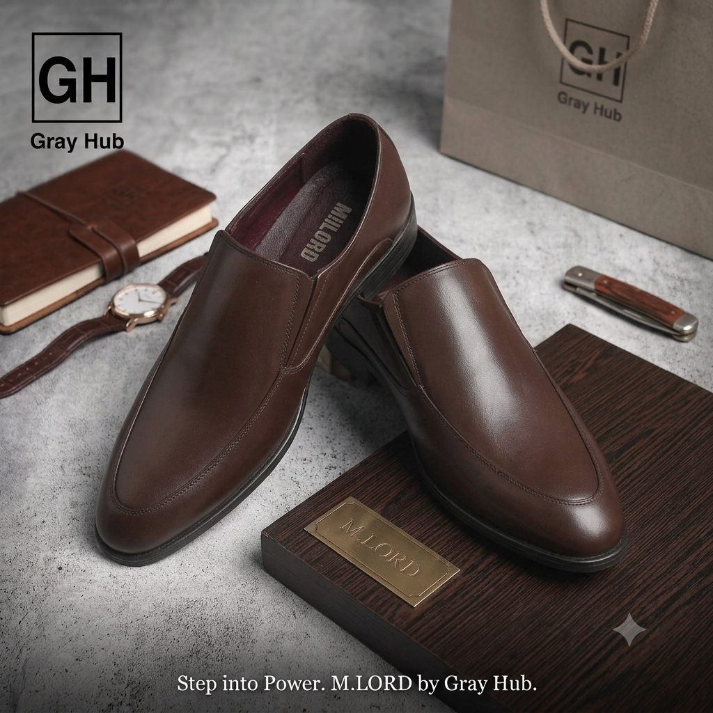 GH-1201-BRN | حذاء بيزنس جلد طبيعي نعل تركي - بني 1201