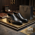 GH-1201-BLK | حذاء بيزنس جلد طبيعي نعل تركي - أسود 1201
