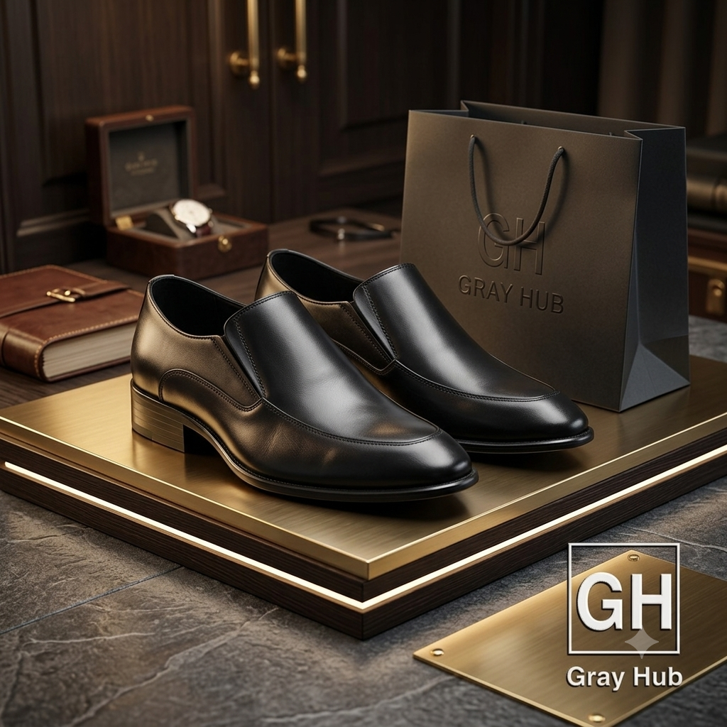 GH-1201-BLK | حذاء بيزنس جلد طبيعي نعل تركي - أسود 1201