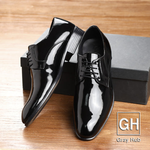 GH-1006 | حذاء بيزنس جلد طبيعي نعل تركي - أسود لامع 1006