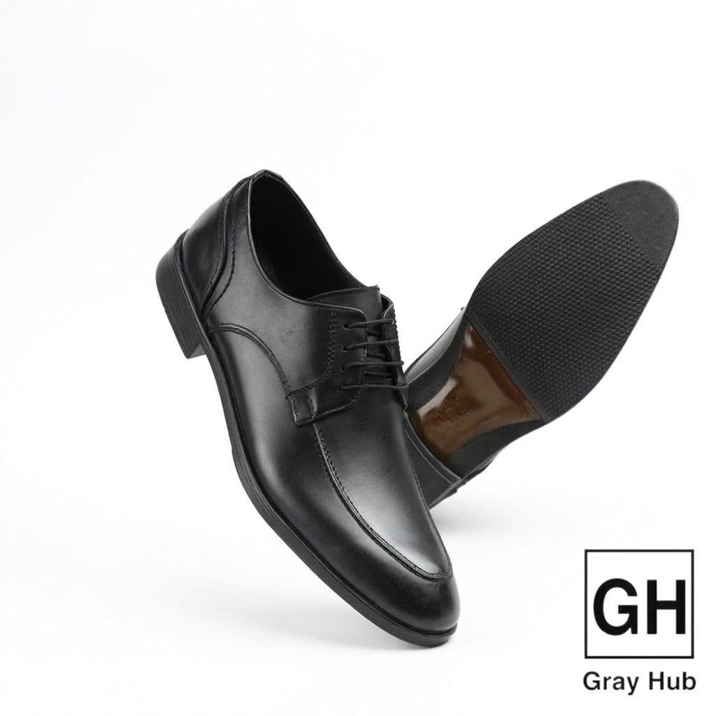 GH-1000-BLK | حذاء بيزنس جلد طبيعي نعل تركي - أسود 1000
