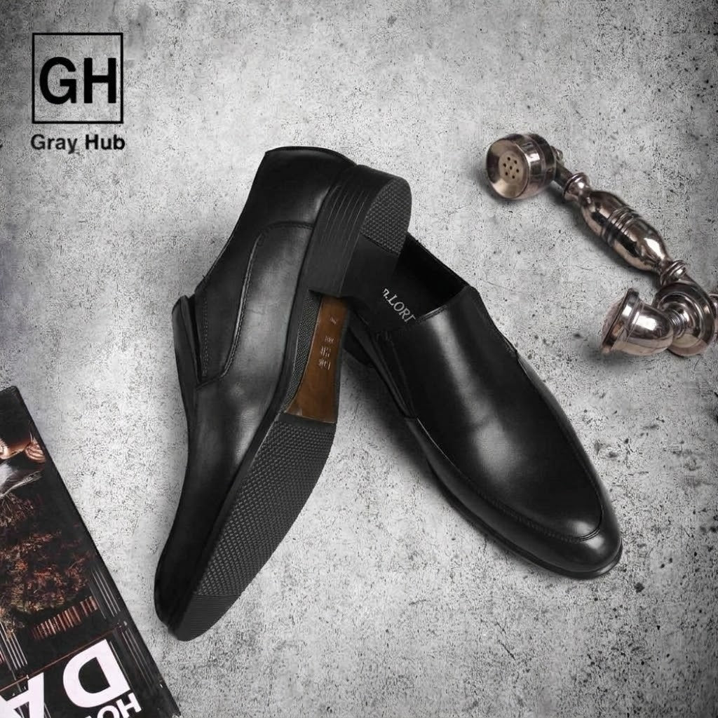 GH-1201-BLK | حذاء بيزنس جلد طبيعي نعل تركي - أسود 1201
