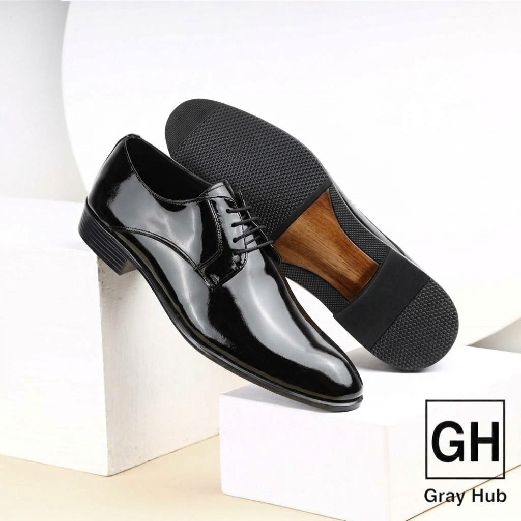 GH-1006 | حذاء بيزنس جلد طبيعي نعل تركي - أسود لامع 1006