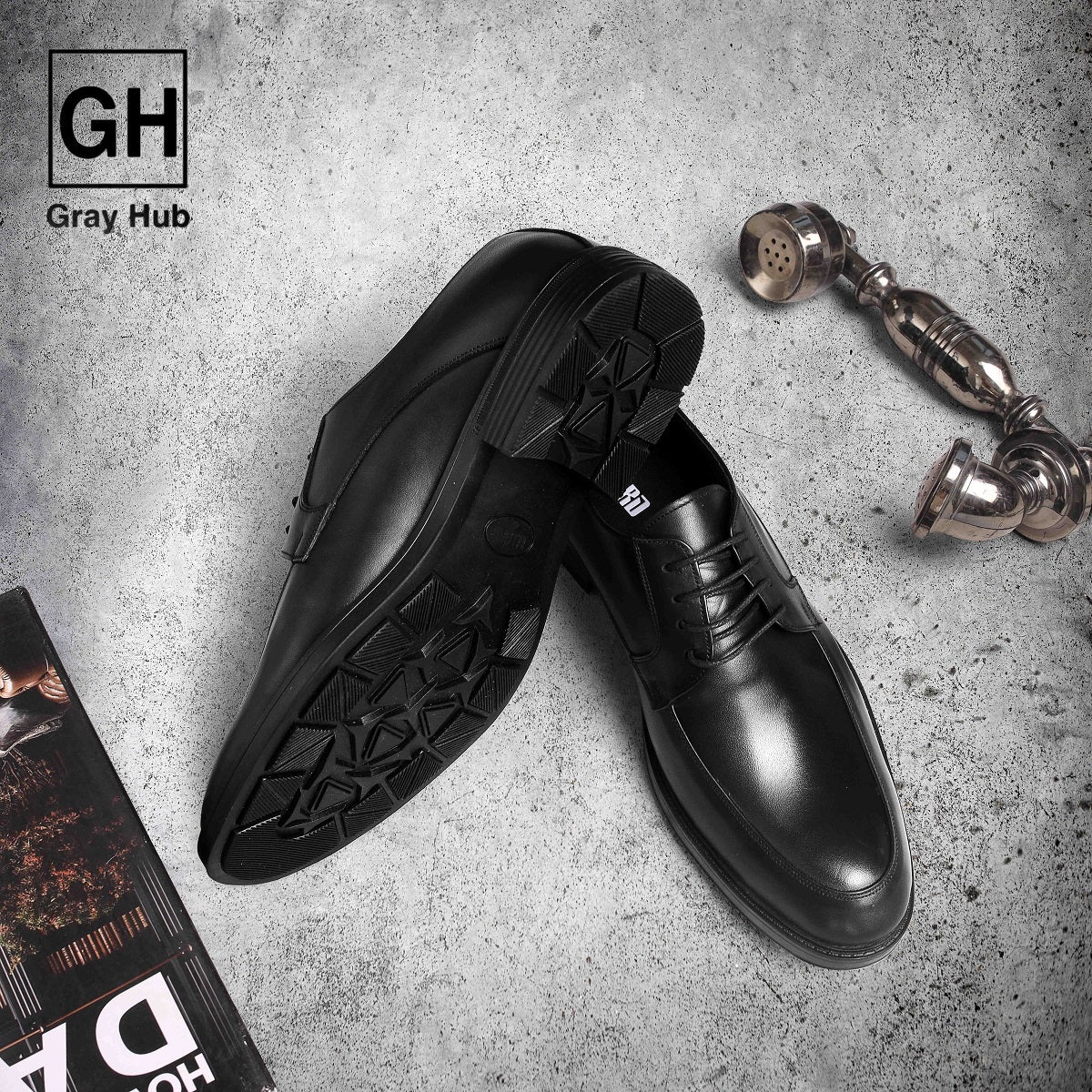 GH-414-BLK | حذاء بيزنس جلد طبيعي نعل تركي - أسود 414