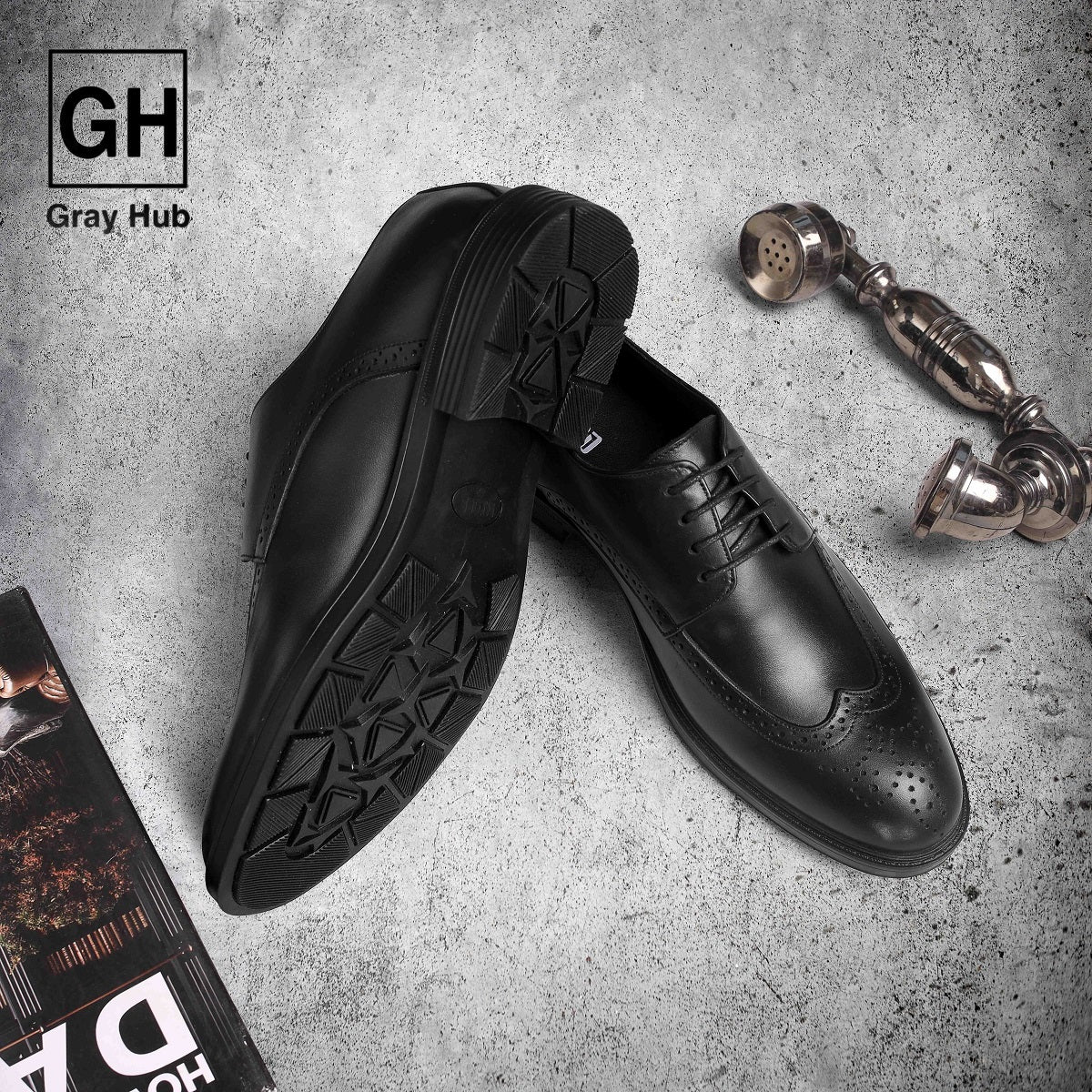 GH-413-BLK | حذاء بيزنس جلد طبيعي نعل تركي - أسود 413