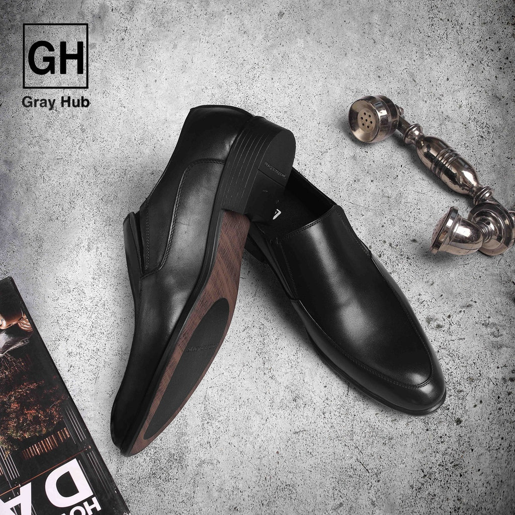 GH-1201-BLK | حذاء بيزنس جلد طبيعي نعل تركي - أسود 1201