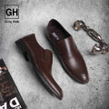 GH-1201-BRN | حذاء بيزنس جلد طبيعي نعل تركي - بني 1201