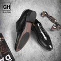 GH-1006 | حذاء بيزنس جلد طبيعي نعل تركي - أسود لامع 1006