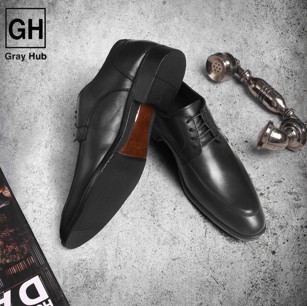 GH-1000-BLK | حذاء بيزنس جلد طبيعي نعل تركي - أسود 1000