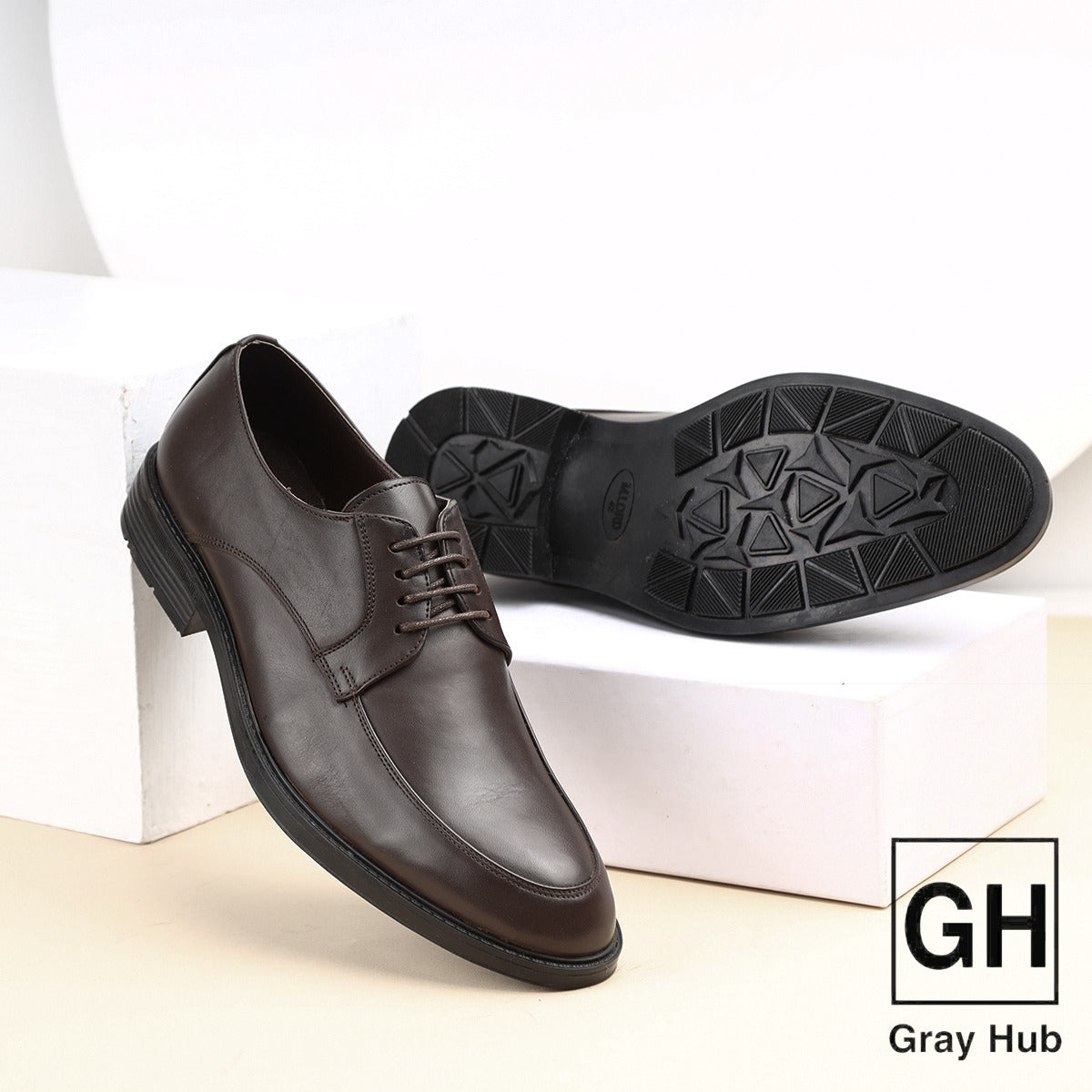 GH-414-BRN | حذاء بيزنس جلد طبيعي نعل تركي - بني 414