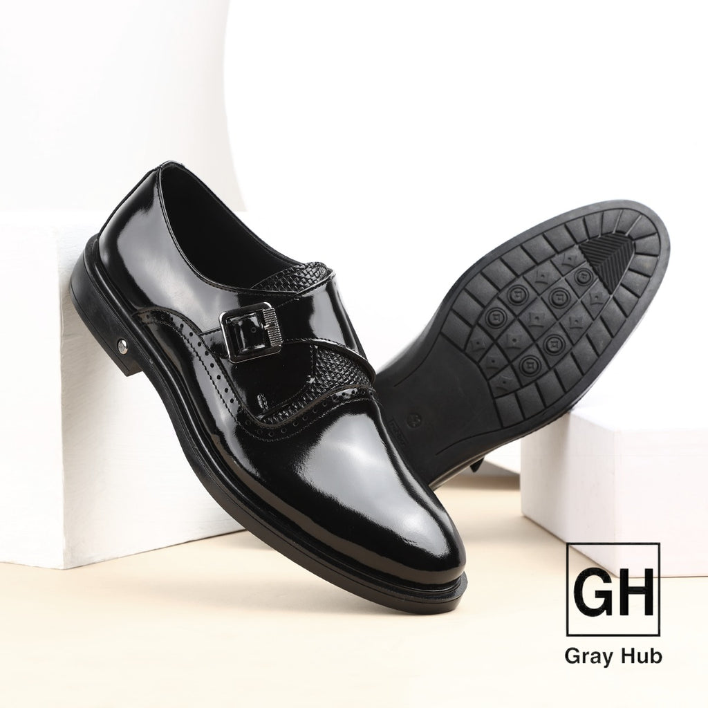 GH-323 | حذاء بيزنس جلد طبيعي نعل تركي - أسود لامع 323