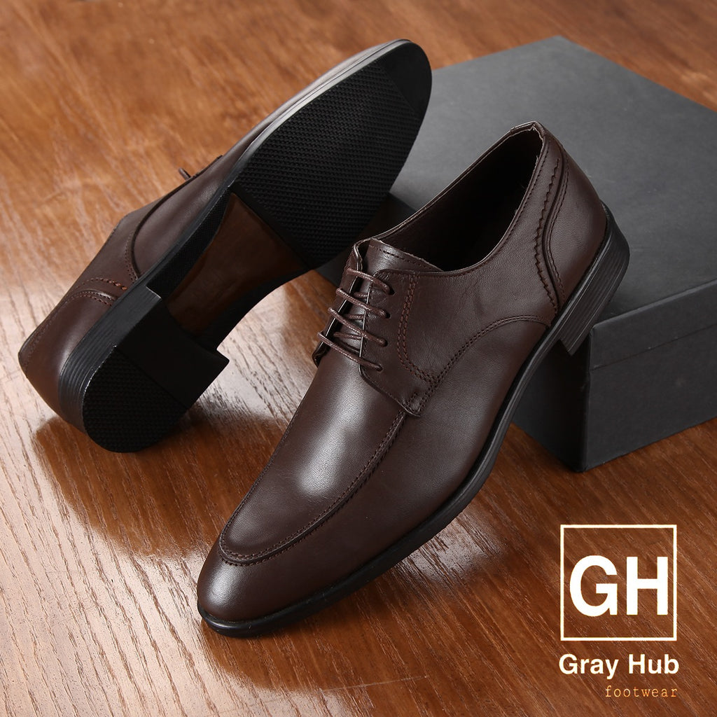 GH-1000-BRN | حذاء بيزنس جلد طبيعي نعل تركي - بني 1000