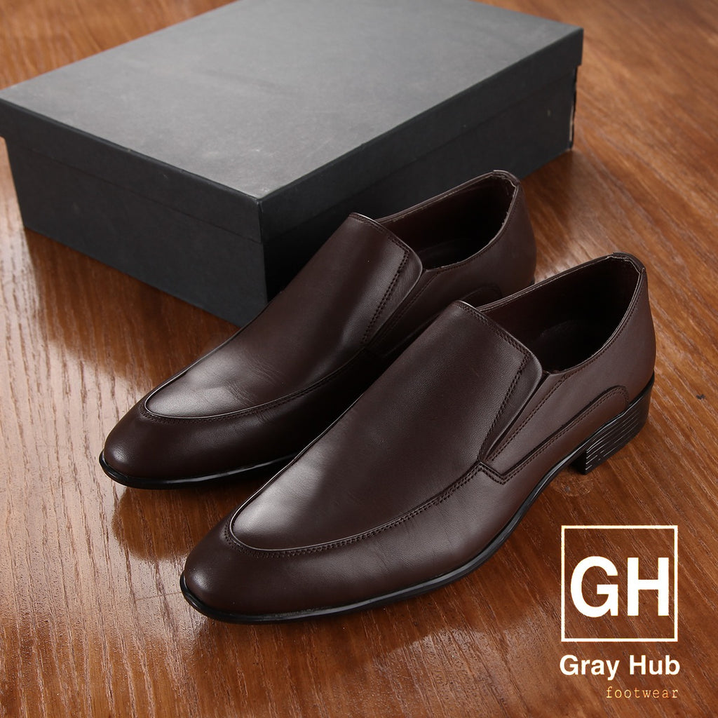 GH-1201-BRN | حذاء بيزنس جلد طبيعي نعل تركي - بني 1201