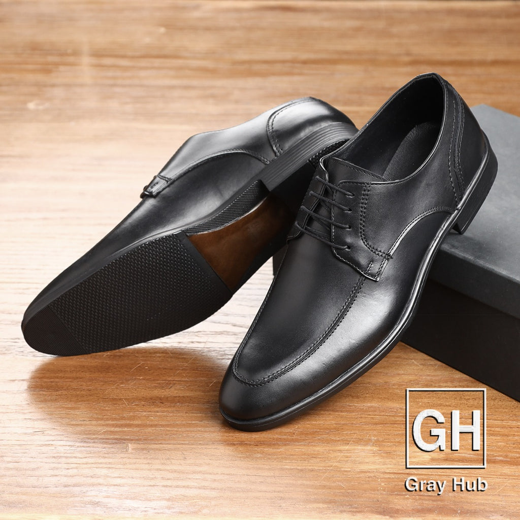 GH-1000-BLK | حذاء بيزنس جلد طبيعي نعل تركي - أسود 1000